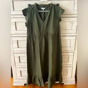 Olive green gauze type dress.